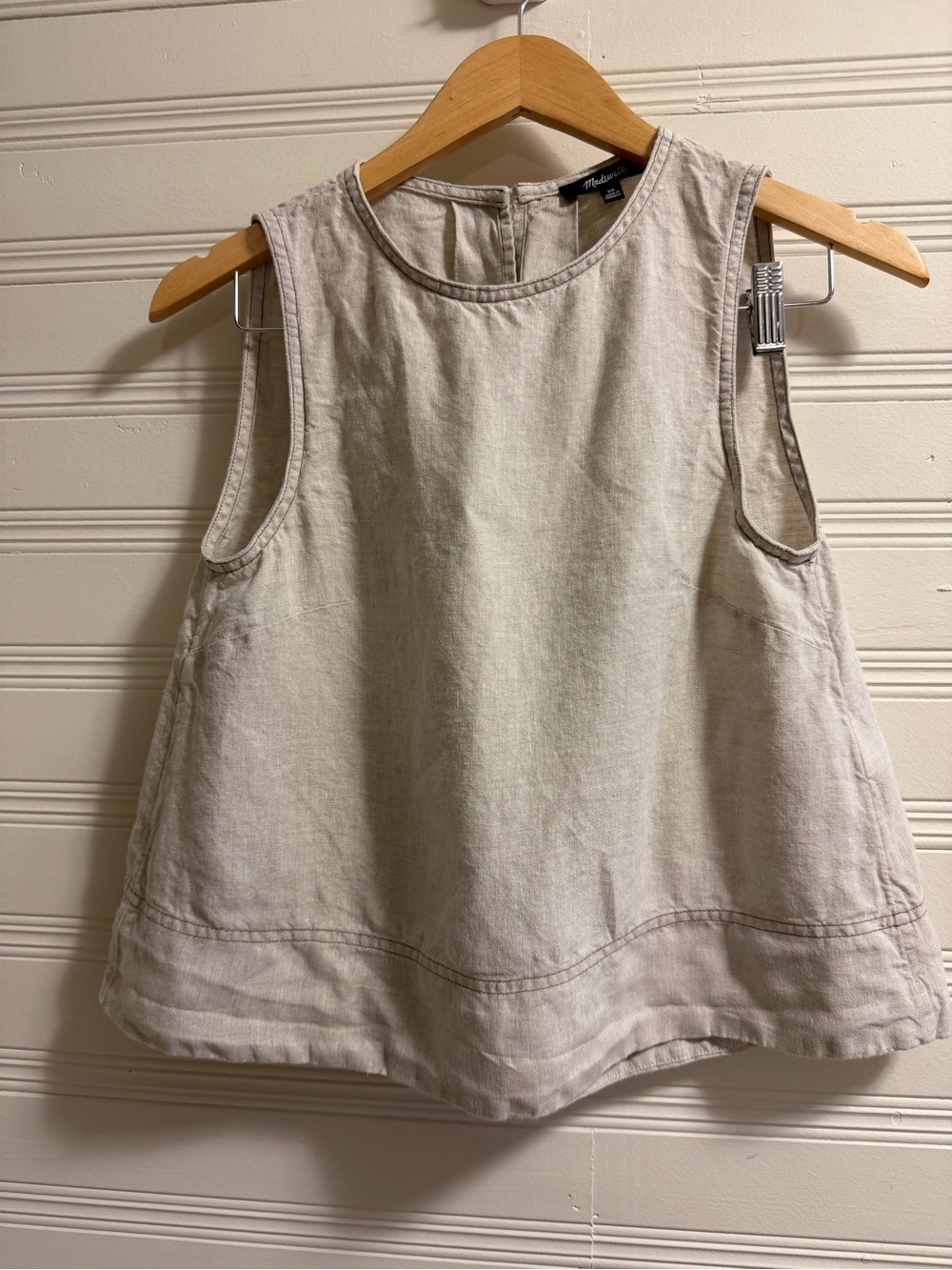 Madewell 100% Linen Sleeveless Swing Tank Top Oatmeal Beige XS Minimalist